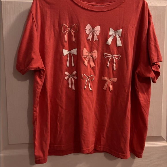 Mighty Fine Red Tee with Bow Accents - Picture 1 of 3